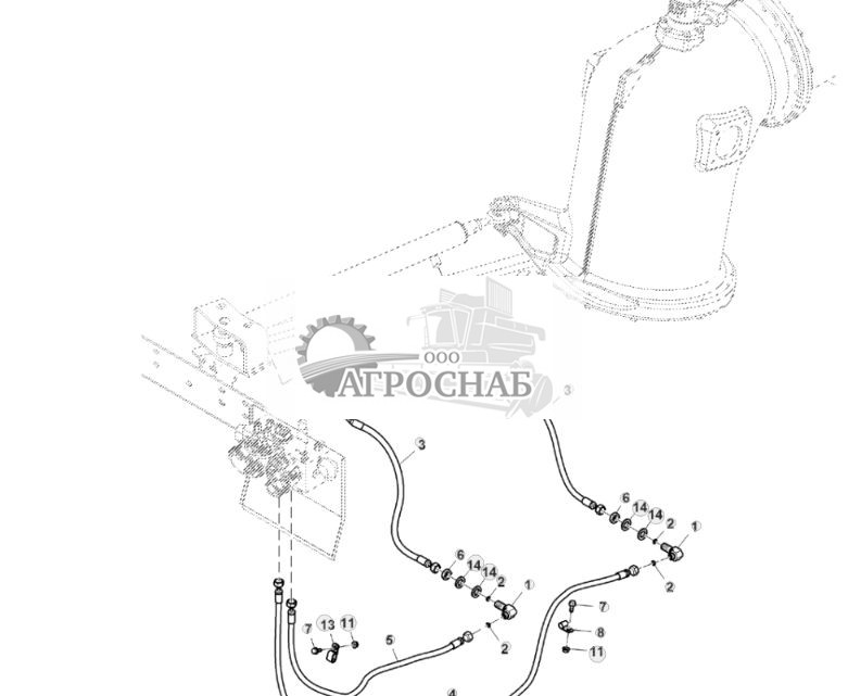 Трубопроводы и шланги цилиндра поворота выгрузного шнека, 2,2 бушеляс - ST830110 860.jpg